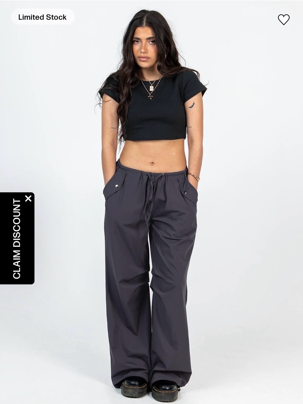 Princess Polly Black Snow Parachute Pants Slate Petite